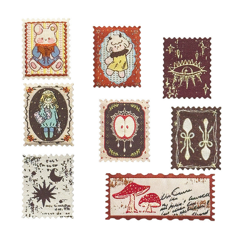 Wholesale Retro Stamp Self Adhesive Embroidered Patches DIY Craft Supply For Towels Clothing Bags