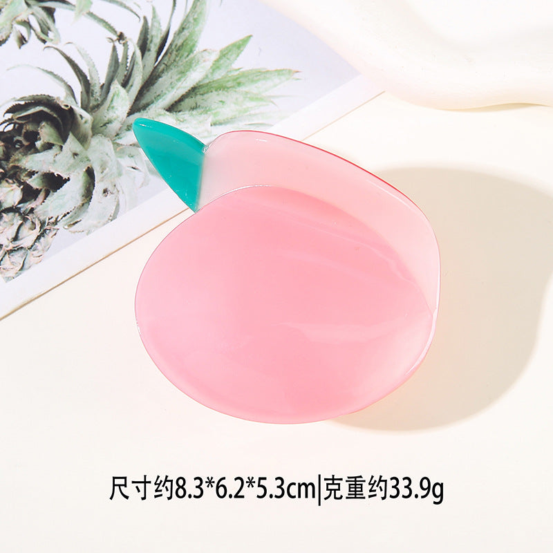 Wholesale Sweet Fruit Large Shark Hair Clip PVC Material Pink Women S Boutique Hair Accessory