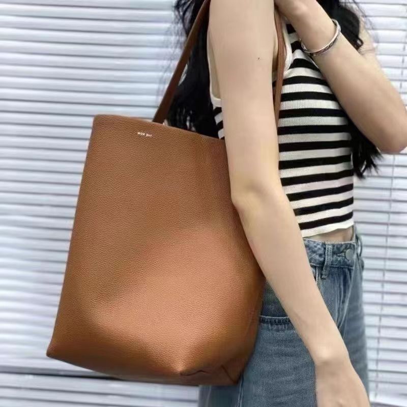Wholesale Large Capacity Bucket Bag Genuine Leather Litchi Tote Bag Shoulder Bag