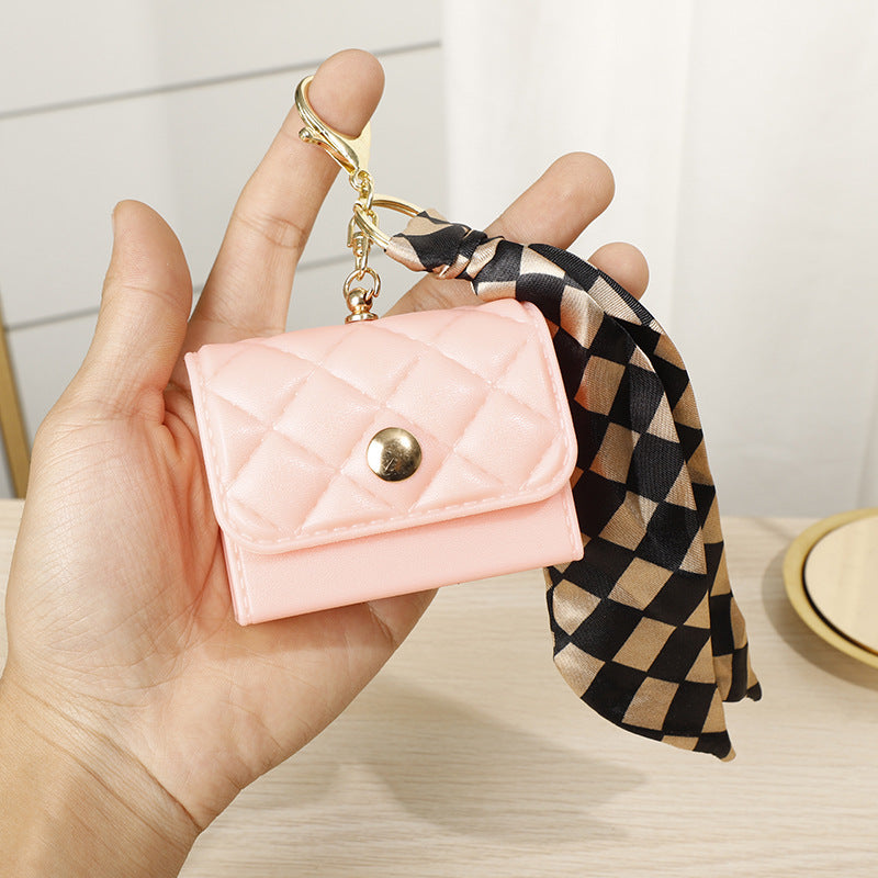 Wholesale Pu Lipstick Bag Silk Scarf Coin Purse Keychain