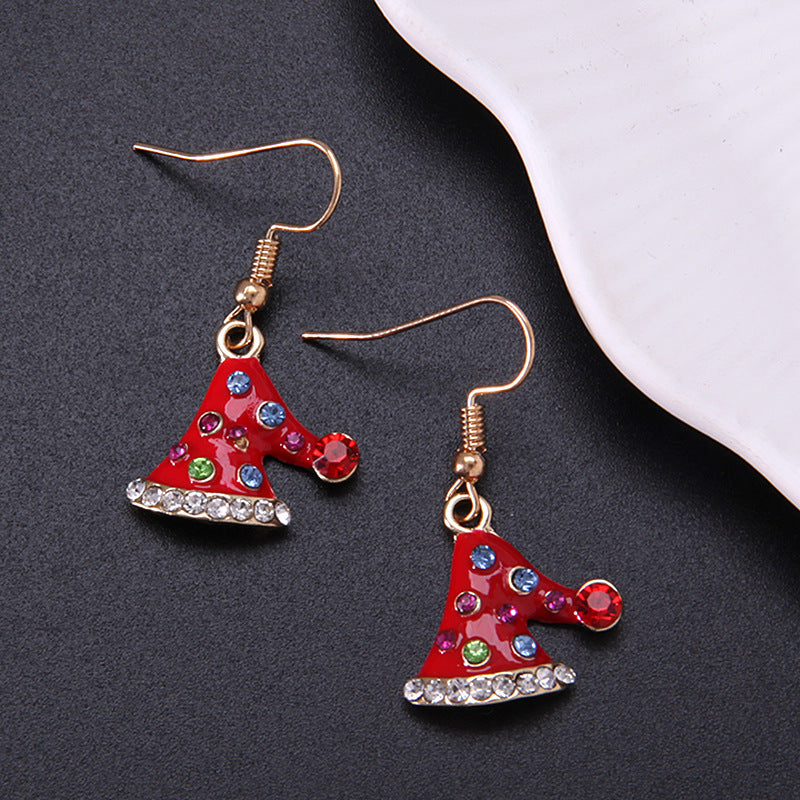 Wholesale Diamond Bell Snowflake Christmas Tree Earrings