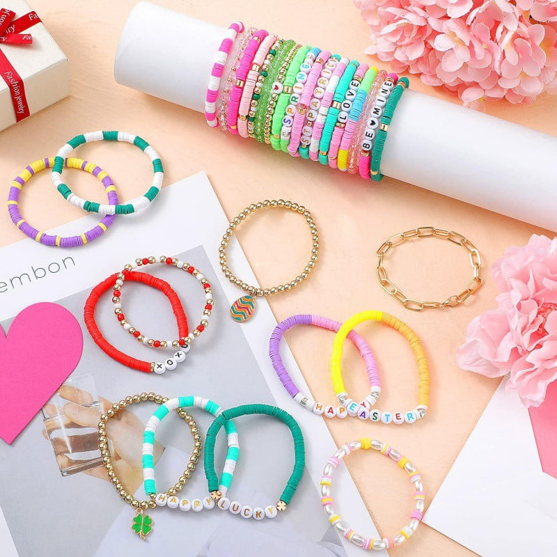 Wholesale St. Patrick's Day Easter Valentine's Day Shamrock Resin Beaded Bracelet