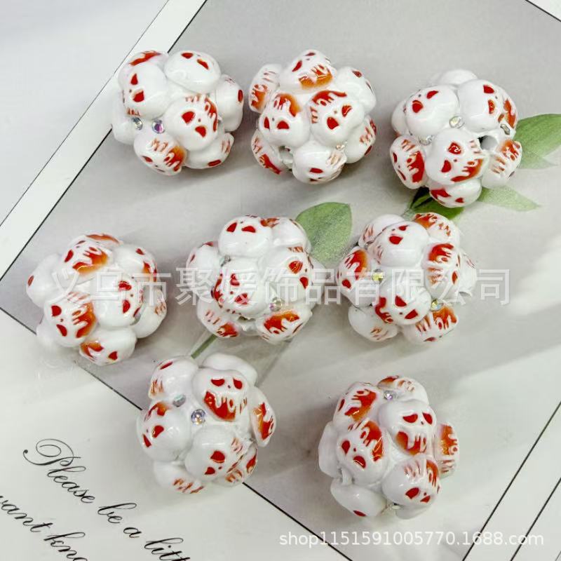 Wholesale 20pcs  Ghost Head Wearable Straight Hole 3D Focal Beads