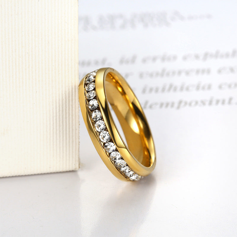 Wholesale Titanium steel gold plated Diamond Women's Ring
