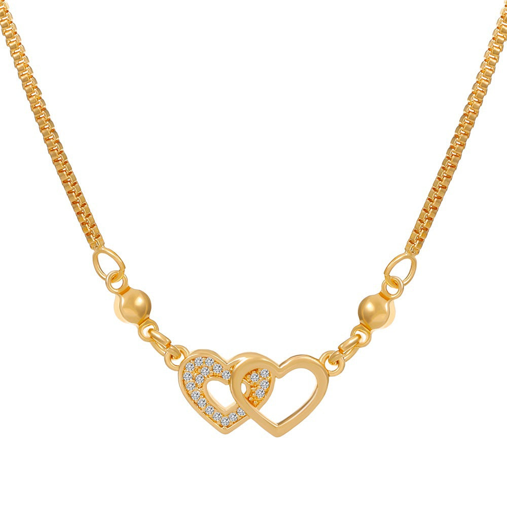 Wholesale Love Heart Vintage Butterfly Tassel Heart Shape Clavicle Alloy Necklaces