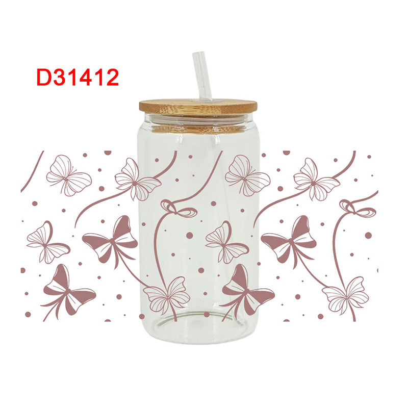 Wholesale Flower Mushroom Bow 16oz Cup UV DTF Wraps