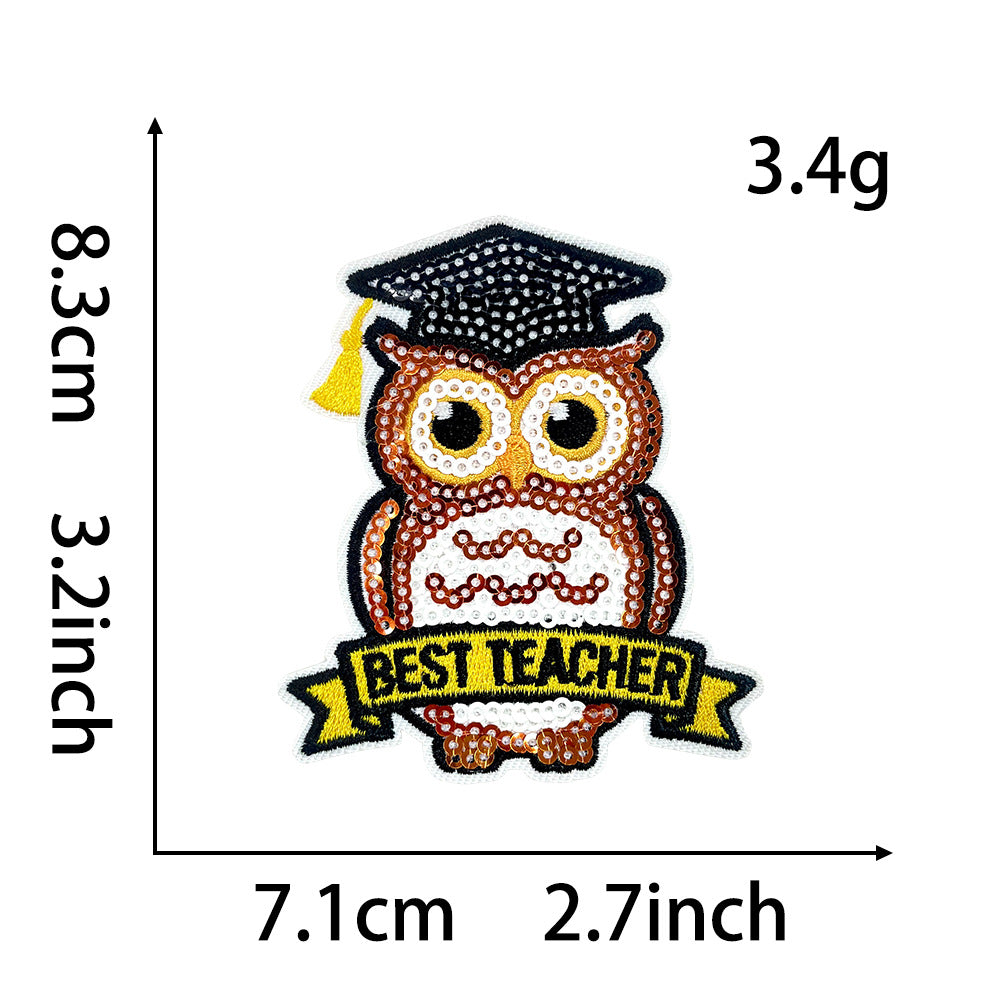 Wholesale Glitter Embroidered Patch Blackboard Book Design Teacher Gift DIY Iron On Applique