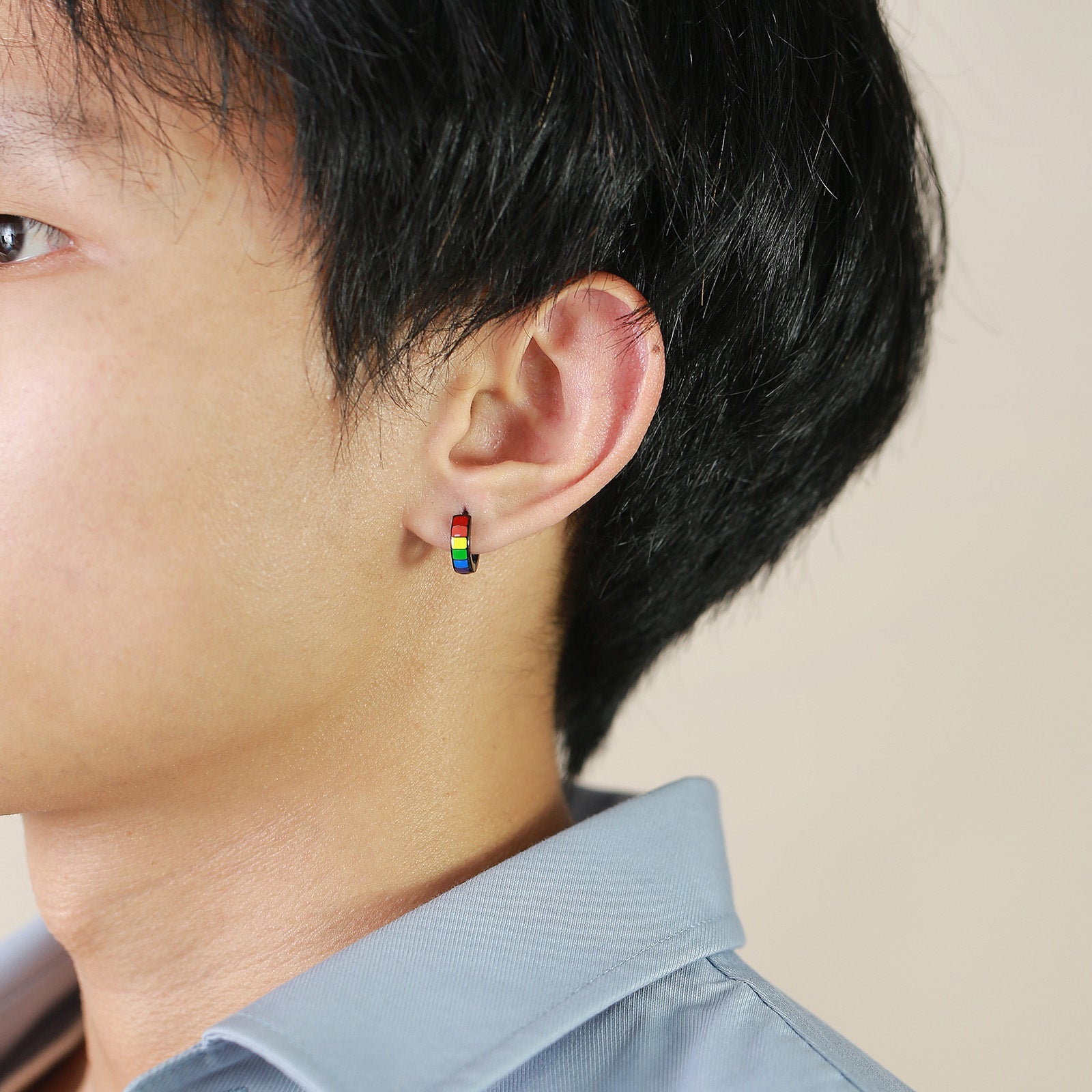 Wholesale Black Titanium Steel Rainbow Earrings