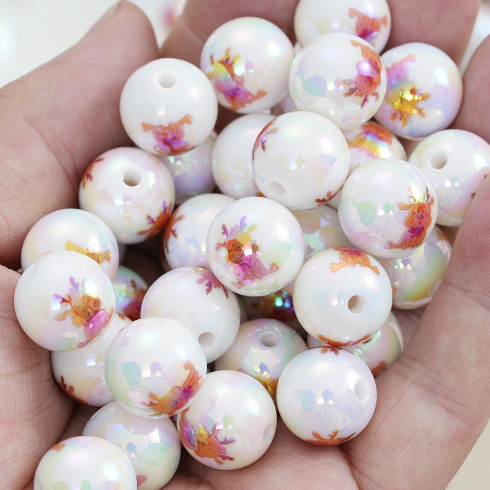 Wholesale 10pcs Christmas Deer Perforated Beads Decorative Beads Acrylic Beads