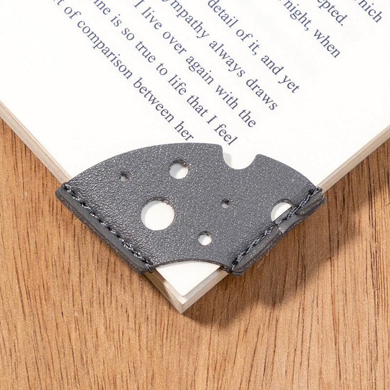 Wholesale Creative Leather Bookmark Cheese PU Leather Book Page Holder Solid Color Business Student Book Label