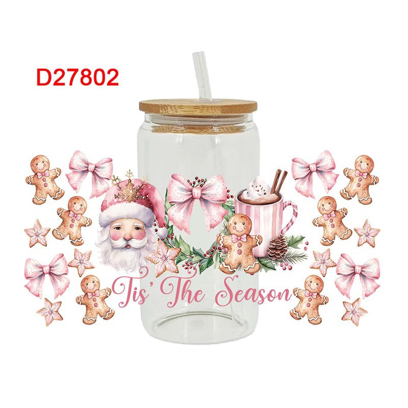 Wholesale Colorful Gift Christmas Tree 16oz Cup UV DTF Wraps