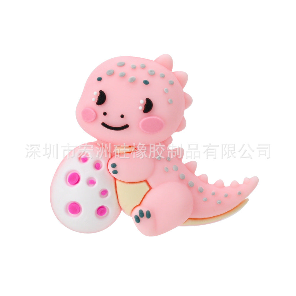 Wholesale 10pcs/ pack Dinosaur cartoon glue beads food grade silicone beads DIY