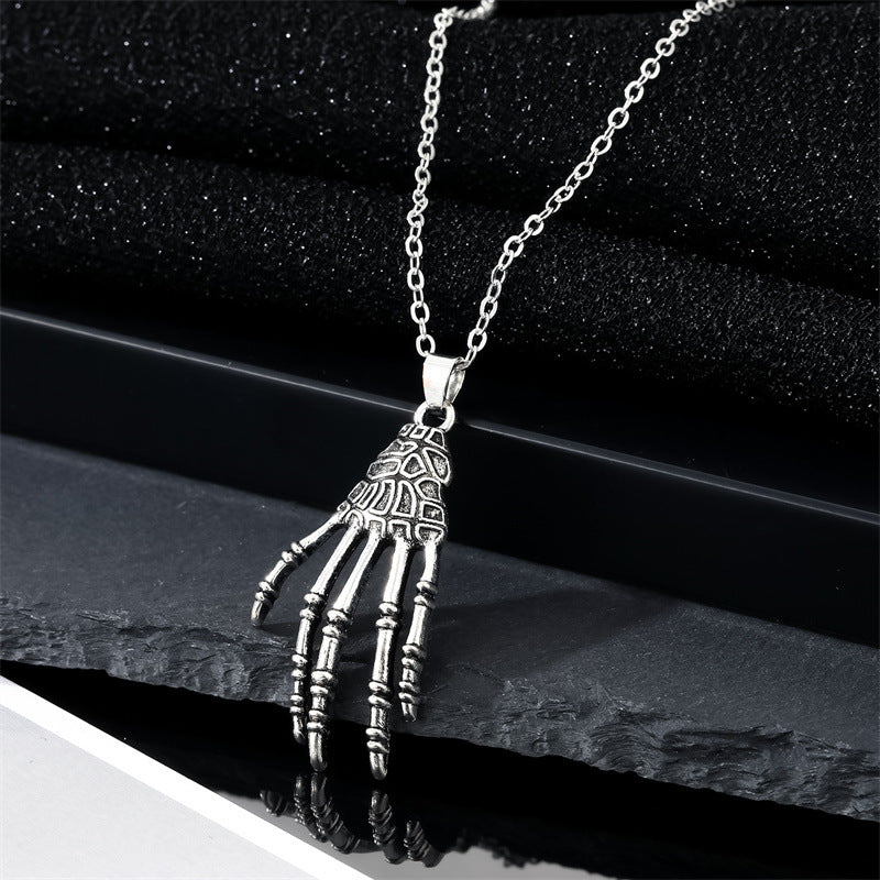 Wholesale Vintage Gothic Punk Skull Palm Earrings Necklace Set