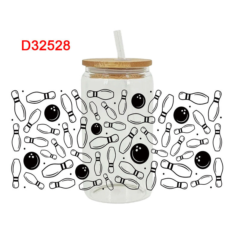 Wholesale Colorful rugby ball  16oz Cup UV DTF Wraps