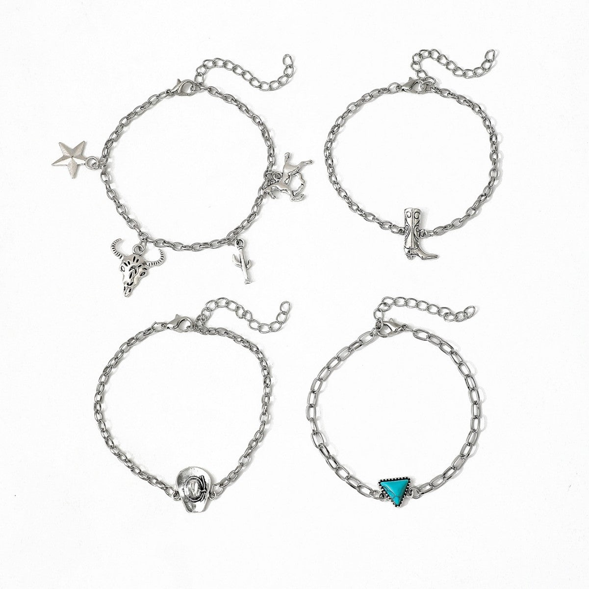 Wholesale Western cowboy style retro cowboy hat bull head riding boots alloy pendant bracelet