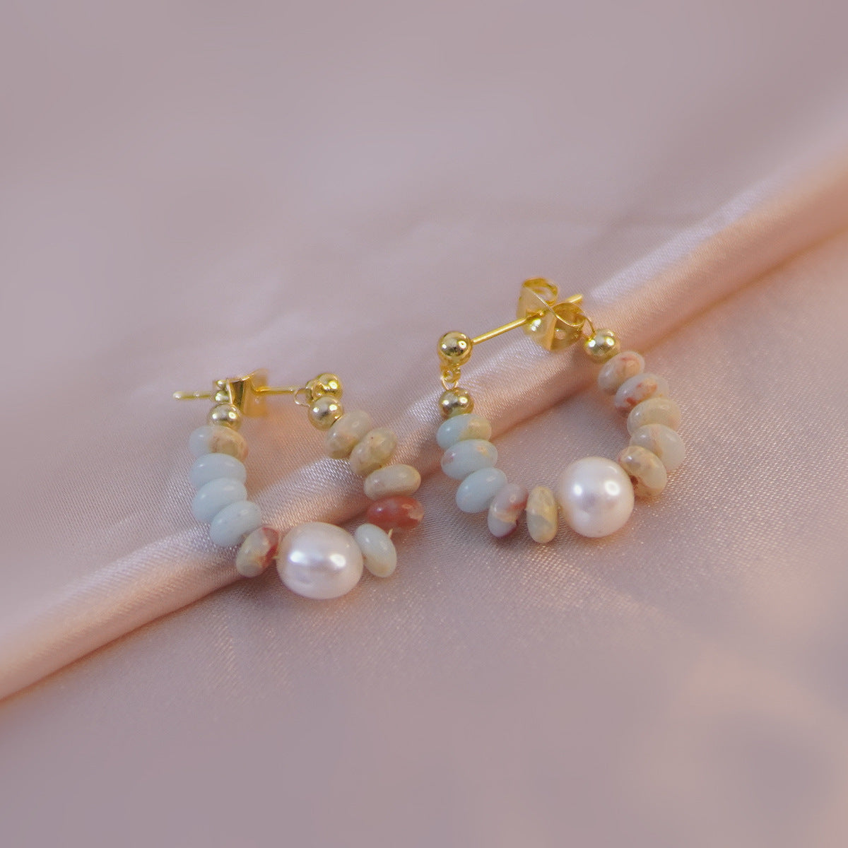 Wholesale Shoushan stone freshwater pearl earrings