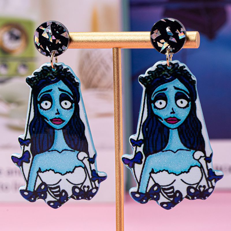 Wholesale  blue cartoon witch acrylic funny earrings OLY Exclusive