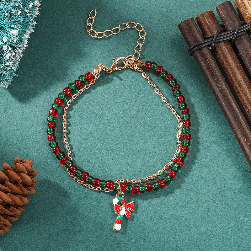 Wholesale Women S Christmas Tree Beaded Bell Bracelet Double Layer Zinc Alloy Design Holiday Gift Box Fashion Jewelry Resale
