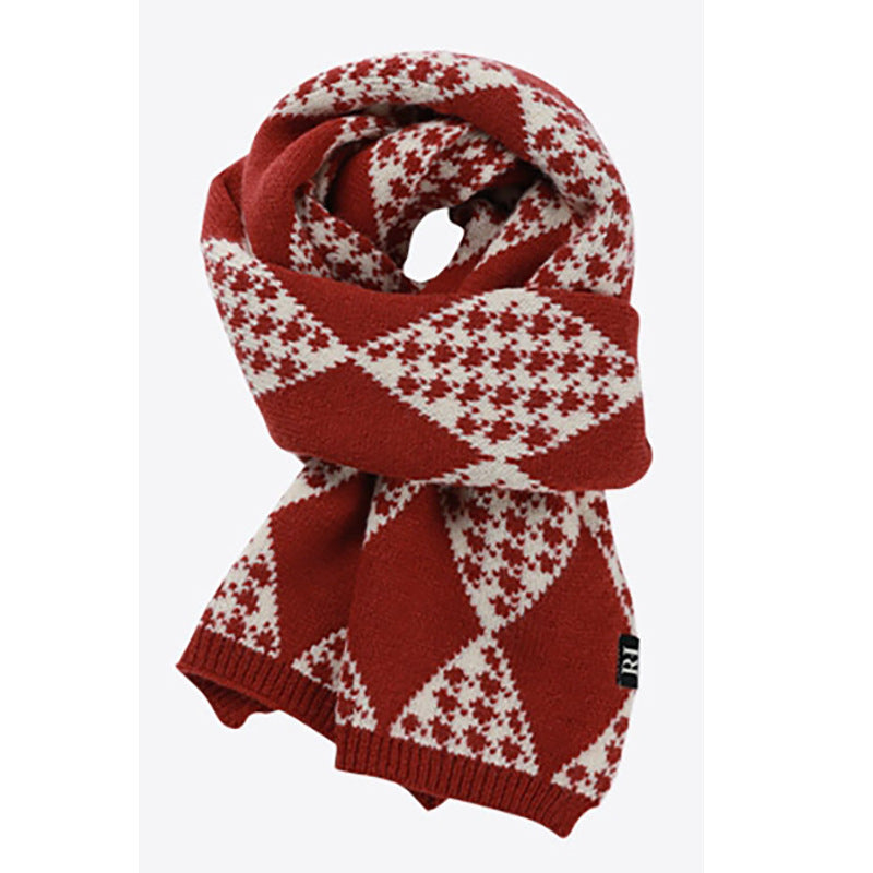 Wholesale Winter Christmas Knitted Diamond Plaid Woolen Scarf