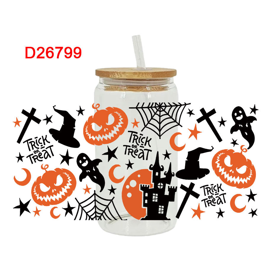 Wholesale Pumpkin Ghost Witch Halloween 16oz Cup UV DTF Wraps