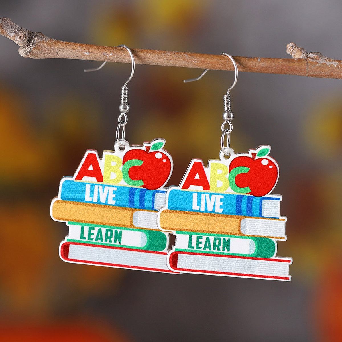 Acrylic pendant earrings are back to school season