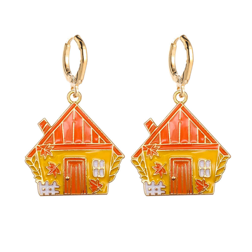 Wholesale Thanksgiving Turkey Pumpkin Maple Leaf Chinese Restaurant Earrings