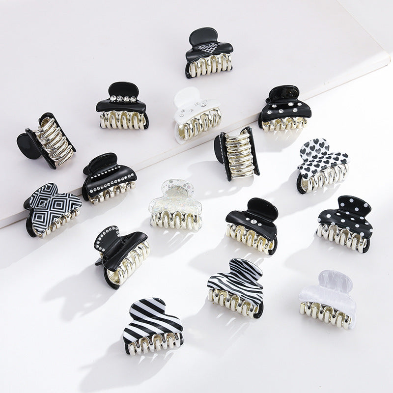 Wholesale Black and White Printed Pattern Polka Dot Acrylic Hair Clips