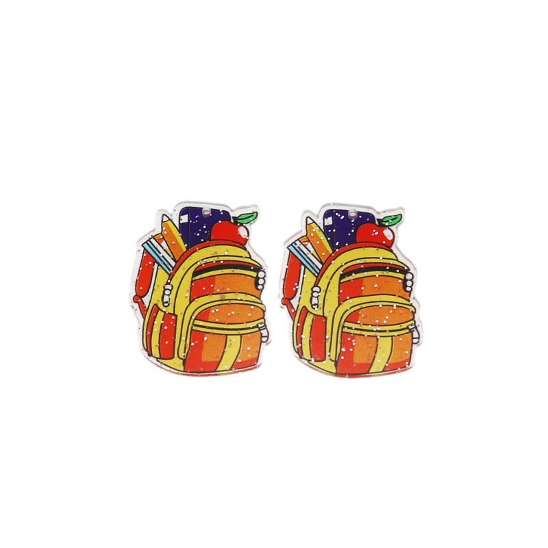 Wholesale 10pcs Back To School Theme Glitter Accessories FlatBack