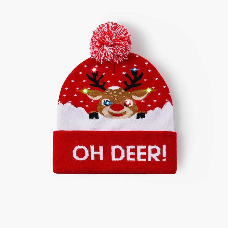 Wholesale Christmas hat luminous Christmas decoration wool hat colorful light party knitted hat