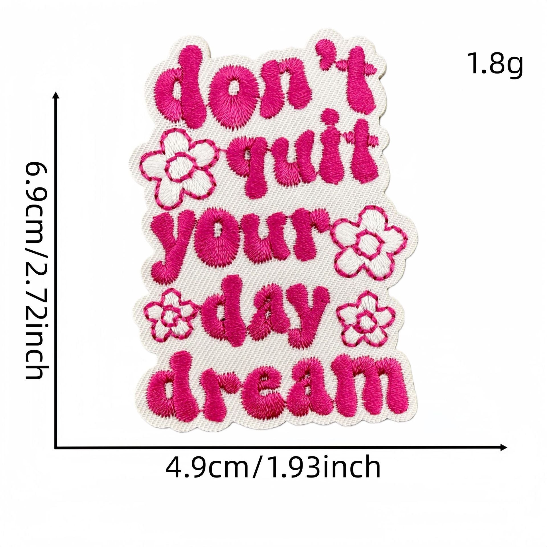 Wholesale Pink English Inspirational Embroidered Patch Cartoon Slogan Decorative Accent For Clothing Bags Home Decor