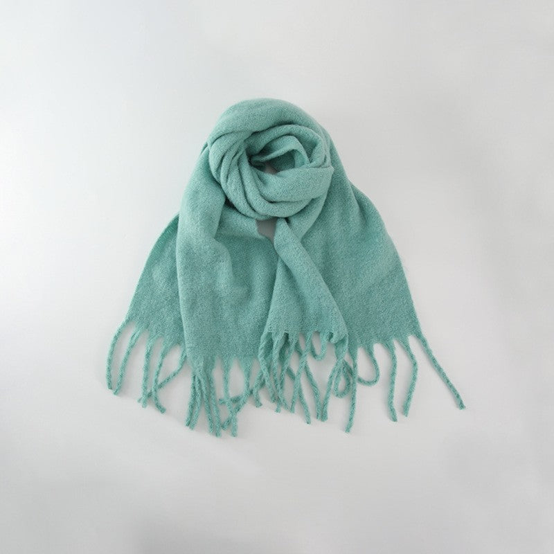 Wholesale Autumn and Winter Thickened Warm Thick Fringed Soft and Waxy Versatile Solid Color Imitation Cashmere Scarf
