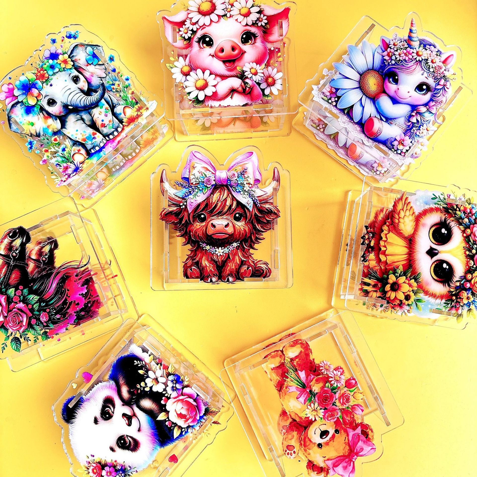 Wholesale Cute cat dog and cow animal acrylic pen holder OLY Exclusive