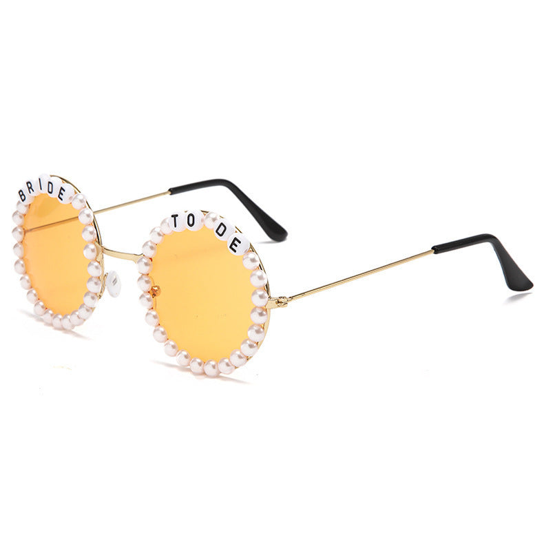 Wholesale Bridal Fashion Rhinestone Bride Peach Sunglasses
