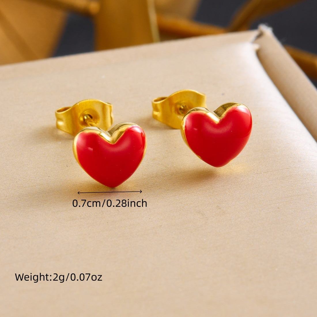 Wholesale Red Enamel Heart Pendant Necklace  Earrings Gold-plated Jewelry Set