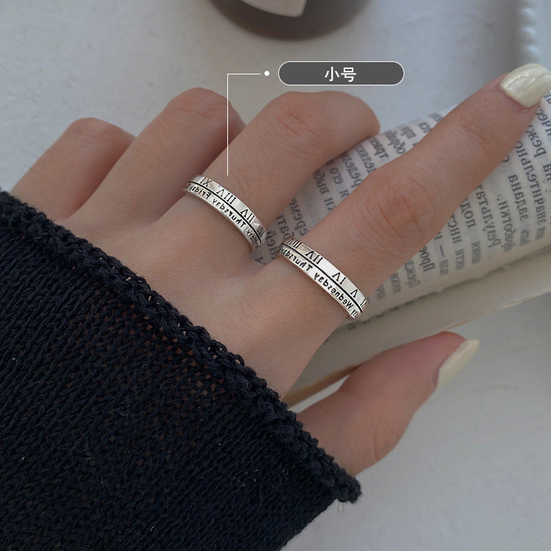 Wholesale Roman Numeral Ring Women's New Fashionable Cold Wind Men's Finger Ring Tanabata to Send Girlfriend Couple to Ring
