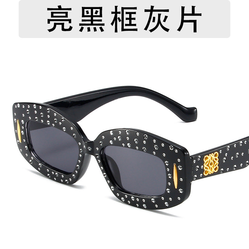 Wholesale Personality Trend Diamond Studded Women's Square Sparkling Starry Sky Fashion Outfit Sunglasses