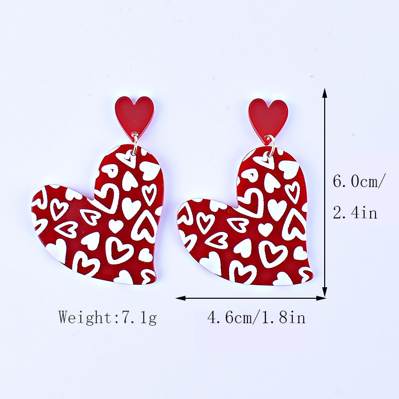 Wholesale Valentine's Day Love Letter Love Heart-shaped Red and Pink Earrings