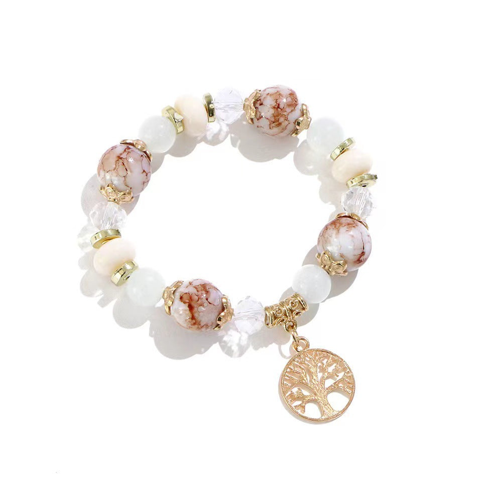 Wholesale Simple Light Luxury Glass Imitation Crystal Stone Tree of Life Bracelet