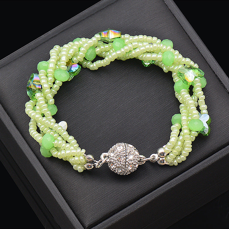 Wholesale Magnet Rhinestone Butterfly Crystal Beads Necklace Bracelet Set