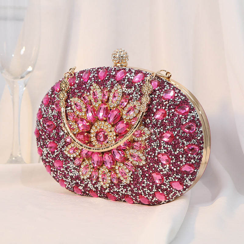 Wholesale Alloy flower diamond studded evening bag clutch bag dress banquet handbag