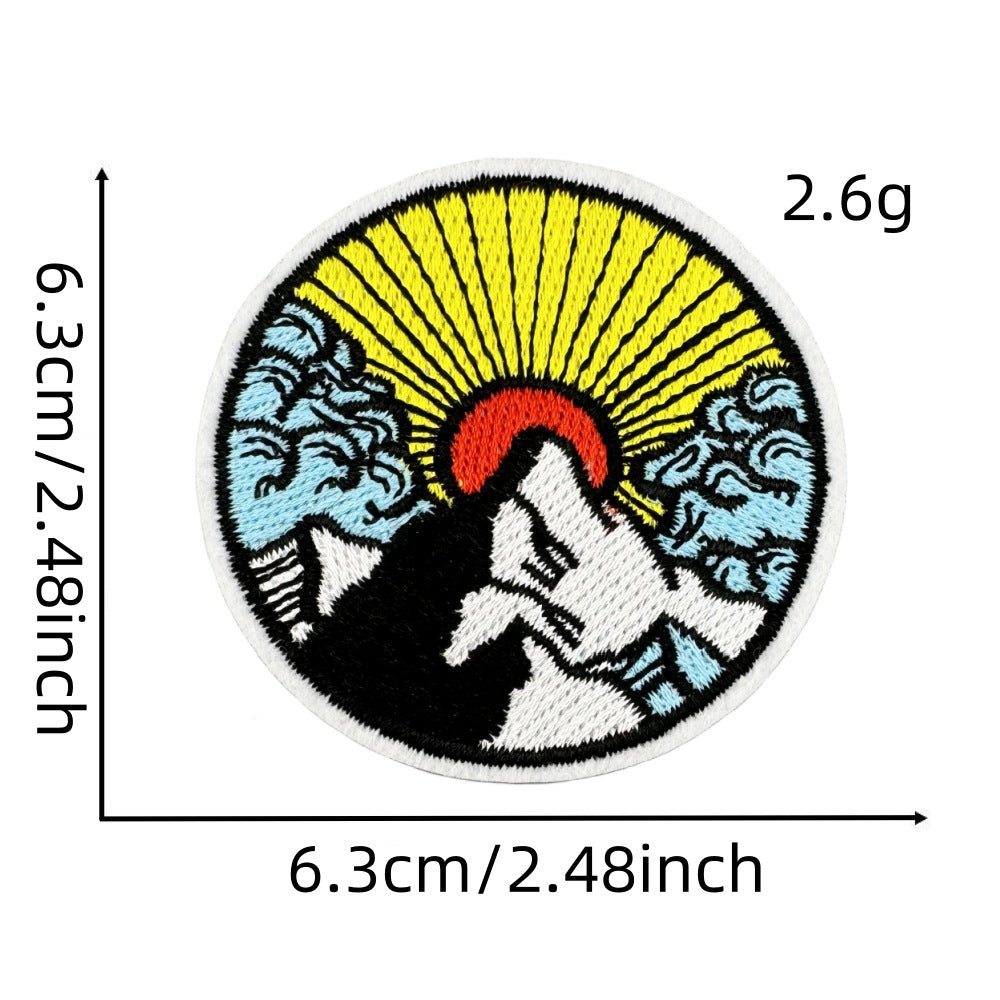 Wholesale Embroidered Patch With Landscape Adventure Design For Outdoor Travel Camping Clothing Decorative Accent
