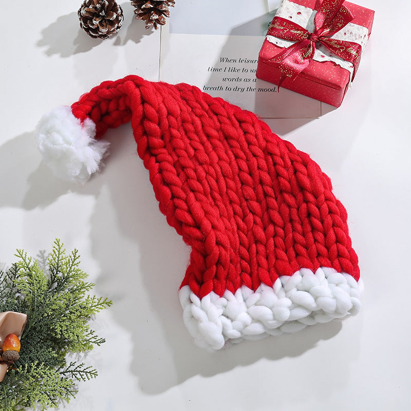 Wholesale Extra Thick Wool Christmas Hats Hand Knitted Santa Hats Parent-child Hats