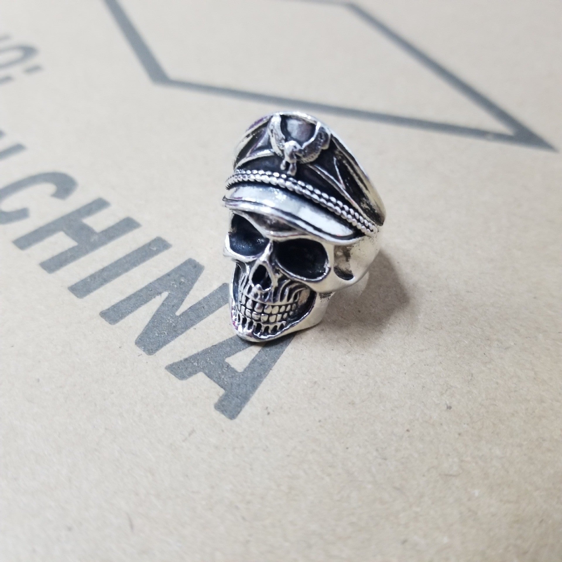 Wholesale Men's Skull Officer Open Metal Ring