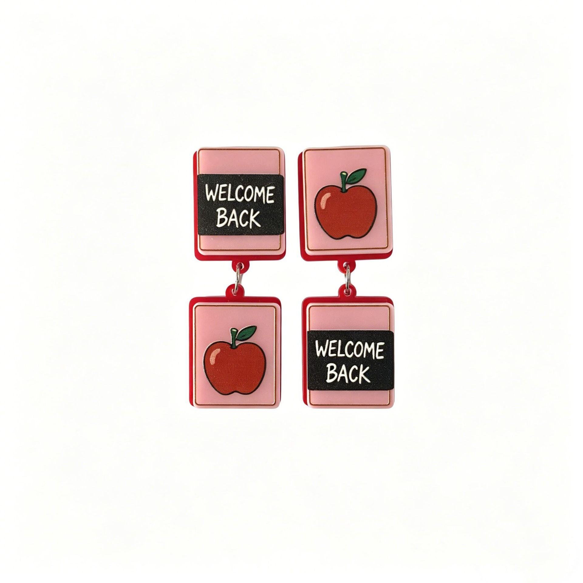 Wholesale Sweet Style Acrylic Drop Earrings With Book Coffee Cup Crayon Notebook Letter Motifs For School Graduation Party Everyday Wear