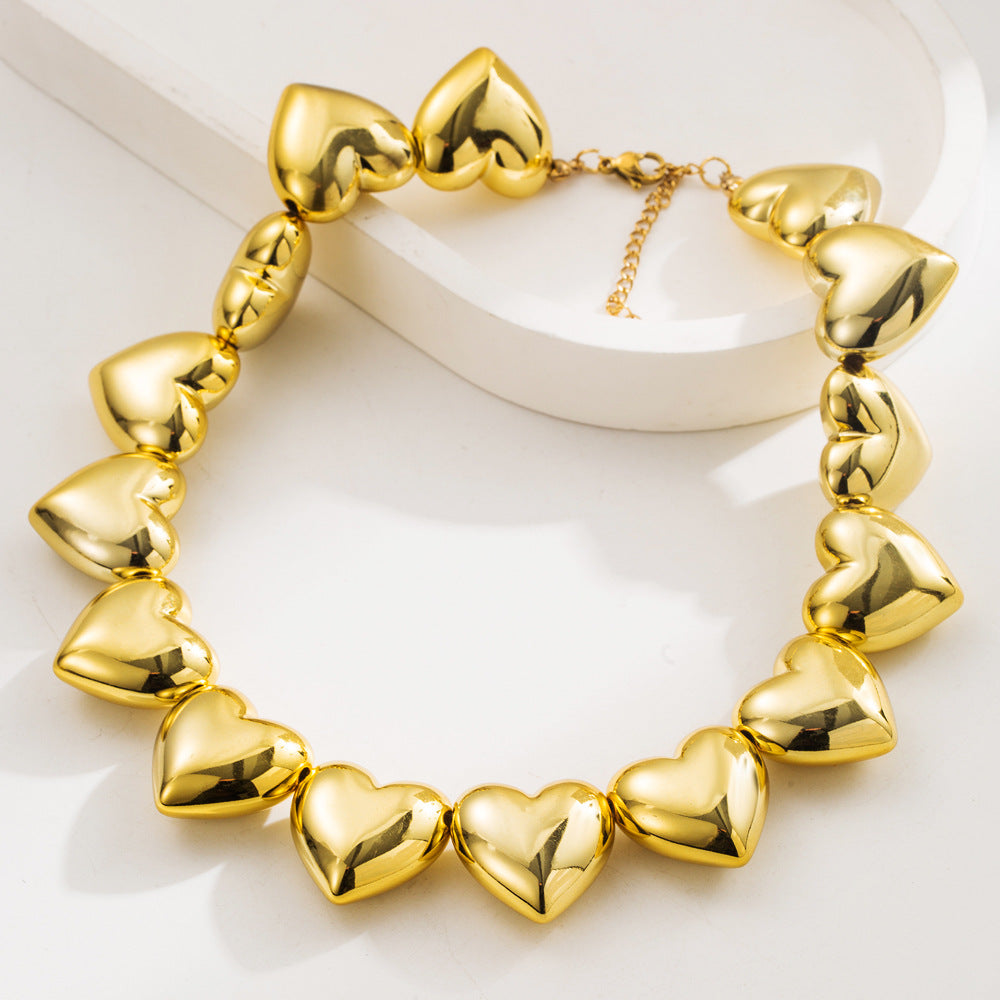 Wholesale titanium steel beaded necklace hip hop love necklace