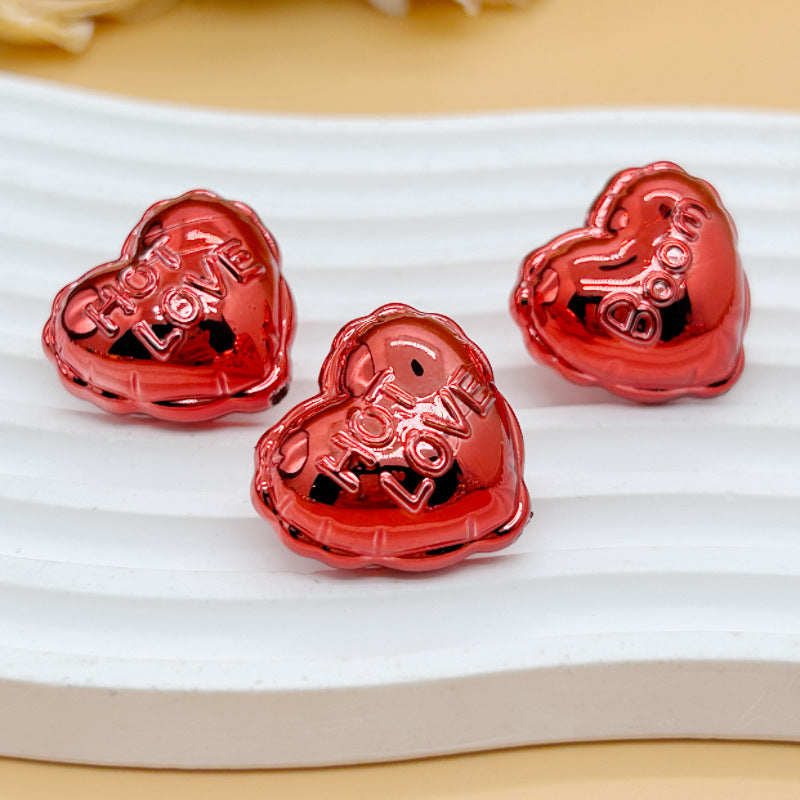 Wholesale 20pcs Acrylic Uv Plated Metal Christmas Balloon Heart  Crystal Beads