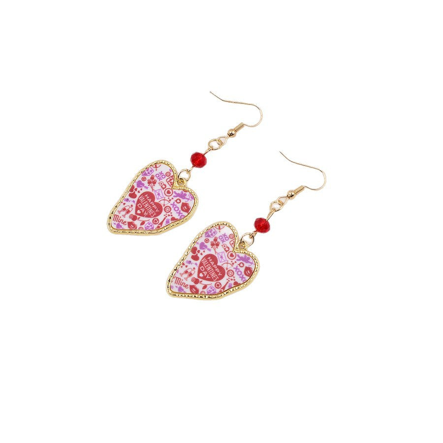 Wholesale Leopard Love Valentine' s Day Love Letter Earrings