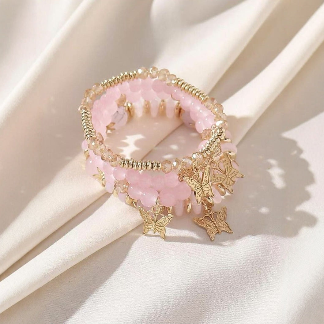 Wholesale Bohemian Imitation Agate Tassel Colorful Butterfly Four-Pack