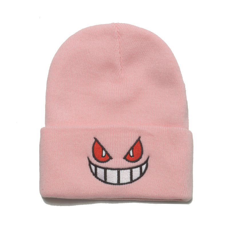 Wholesale Autumn and Winter Cartoon Big Mouth Red Eyes Embroidered Acrylic Knitted Hat