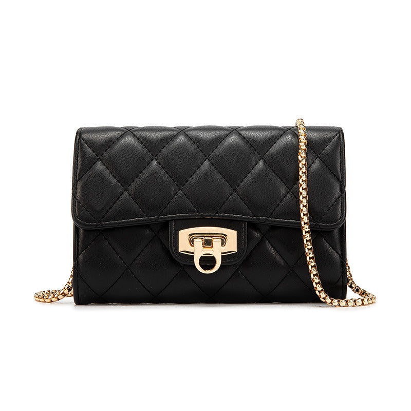 Wholesale V embroidered small square bag lock chain bag